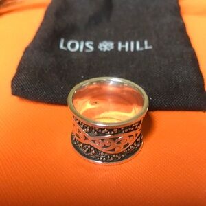Lois Hill Sterling Silver Filigree Wide Band Ring, size 9